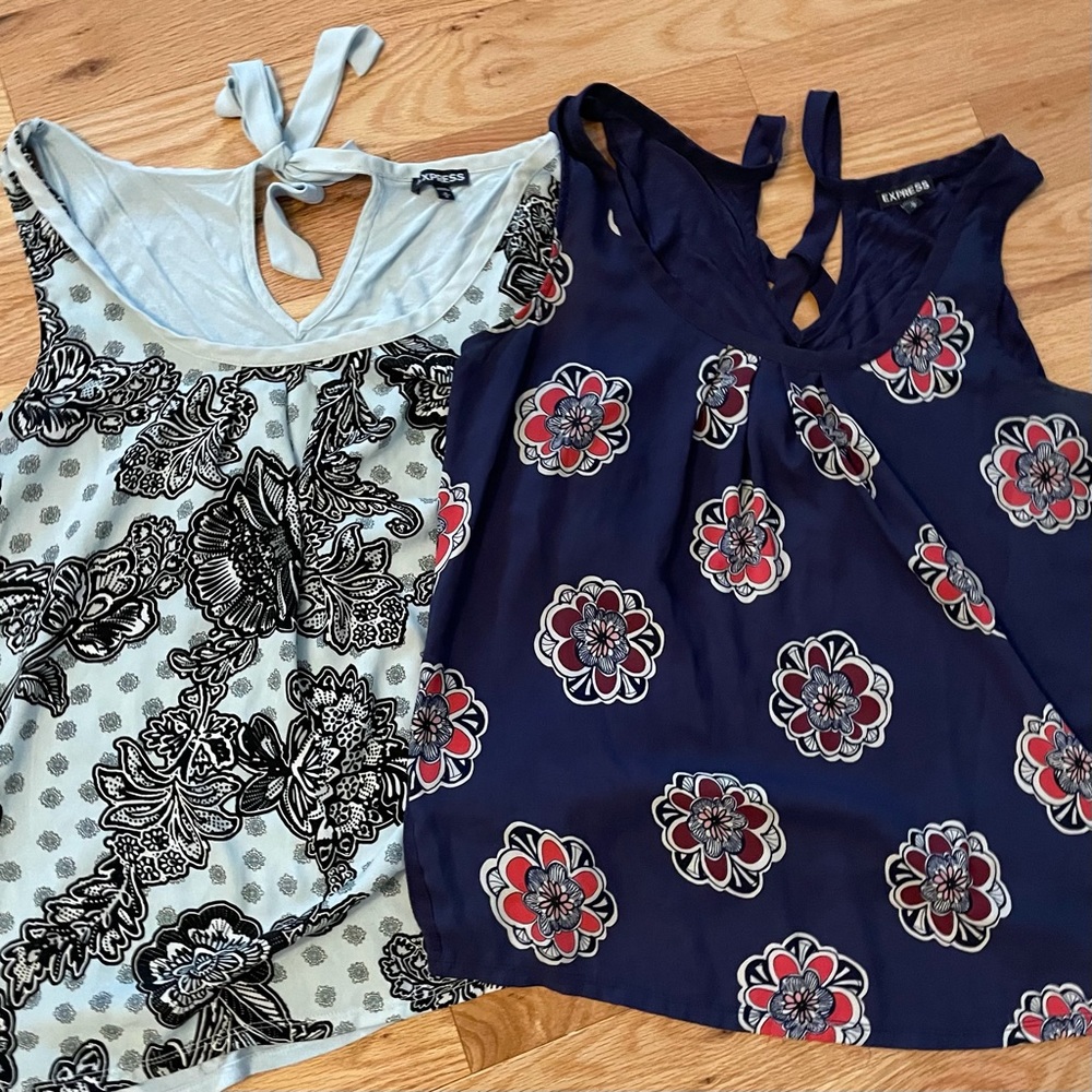 SOLD Express tie-back print blouses | set of 2